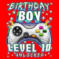 Level 10 Unlocked Video Game 10th Birthday Gamer Boys TShirt Santa Hat thumb 1