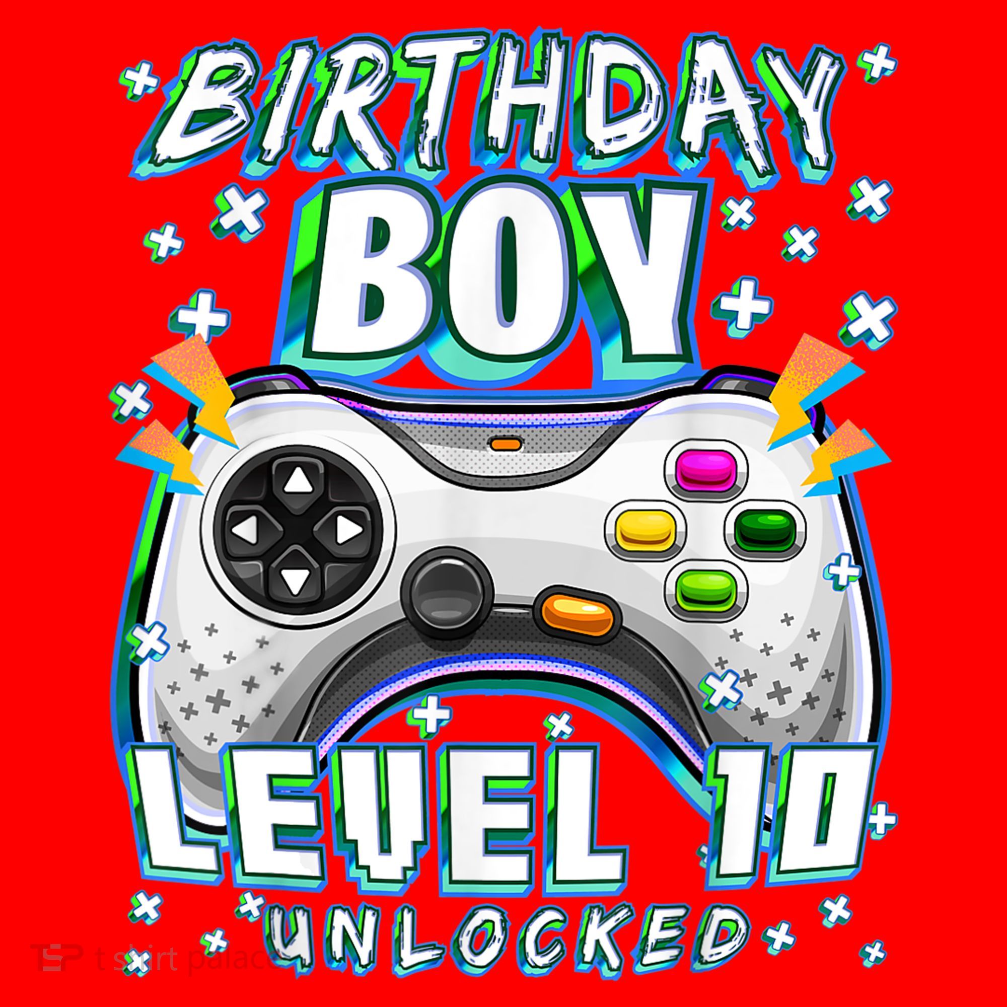 Level 10 Unlocked Video Game 10th Birthday Gamer Boys TShirt Santa Hat