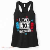 Level 10 Unlocked Birthday, 10th Birthday Boy Gamer, 10 Years Old Gamer Women's Tank Top thumb 0