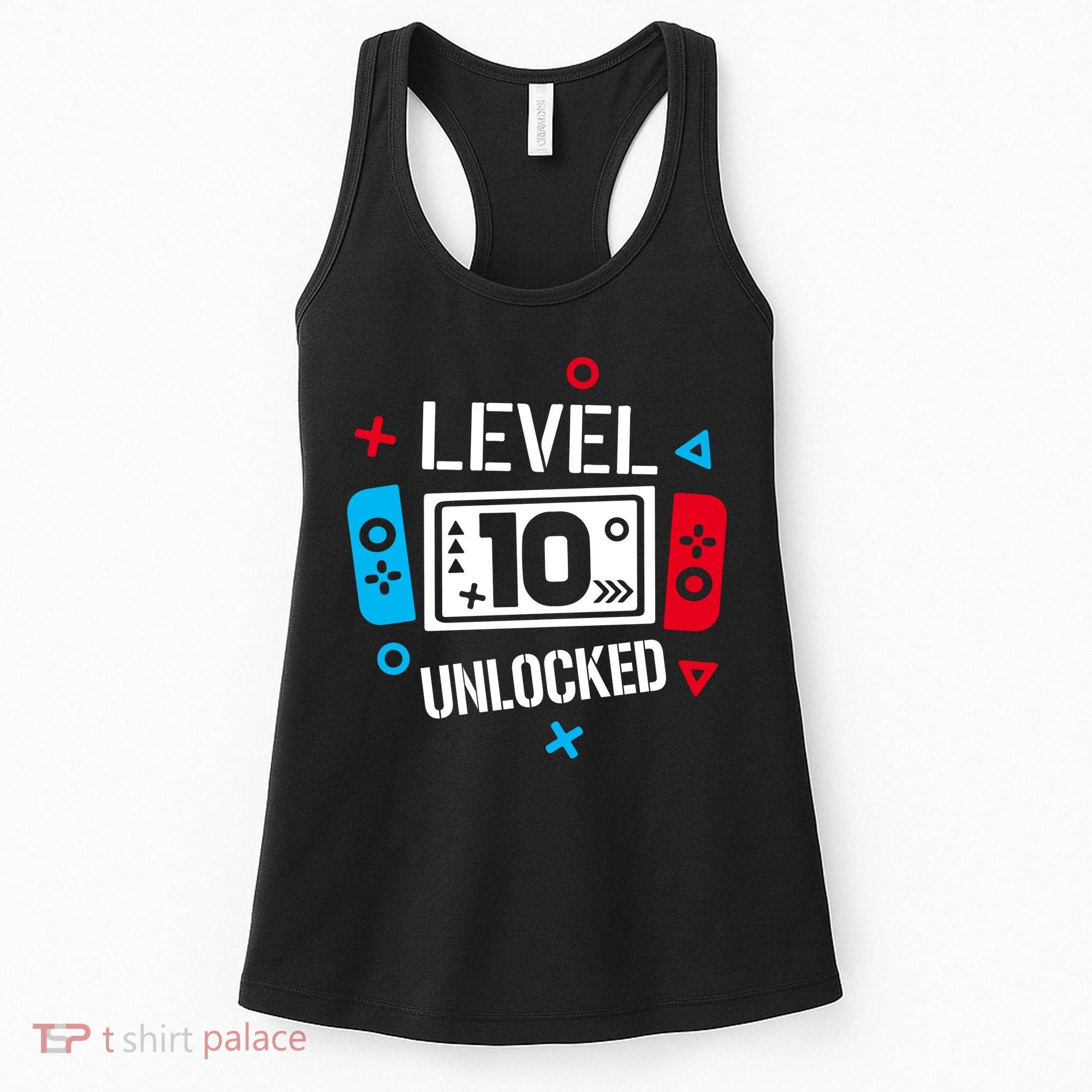 Level 10 Unlocked Birthday, 10th Birthday Boy Gamer, 10 Years Old Gamer Women's Tank Top