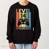 Level 14 Unlocked Funny Video Gamer 14th Birthday Gift Women's Sweatshirt thumb 0