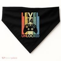 Level 14 Unlocked Funny Video Gamer 14th Birthday Gift USA-Made Doggie Bandana thumb 0
