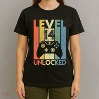 Level 14 Unlocked Funny Video Gamer 14th Birthday Gift T-Shirt thumb 4