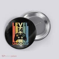 Level 14 Unlocked Funny Video Gamer 14th Birthday Gift Button thumb 0