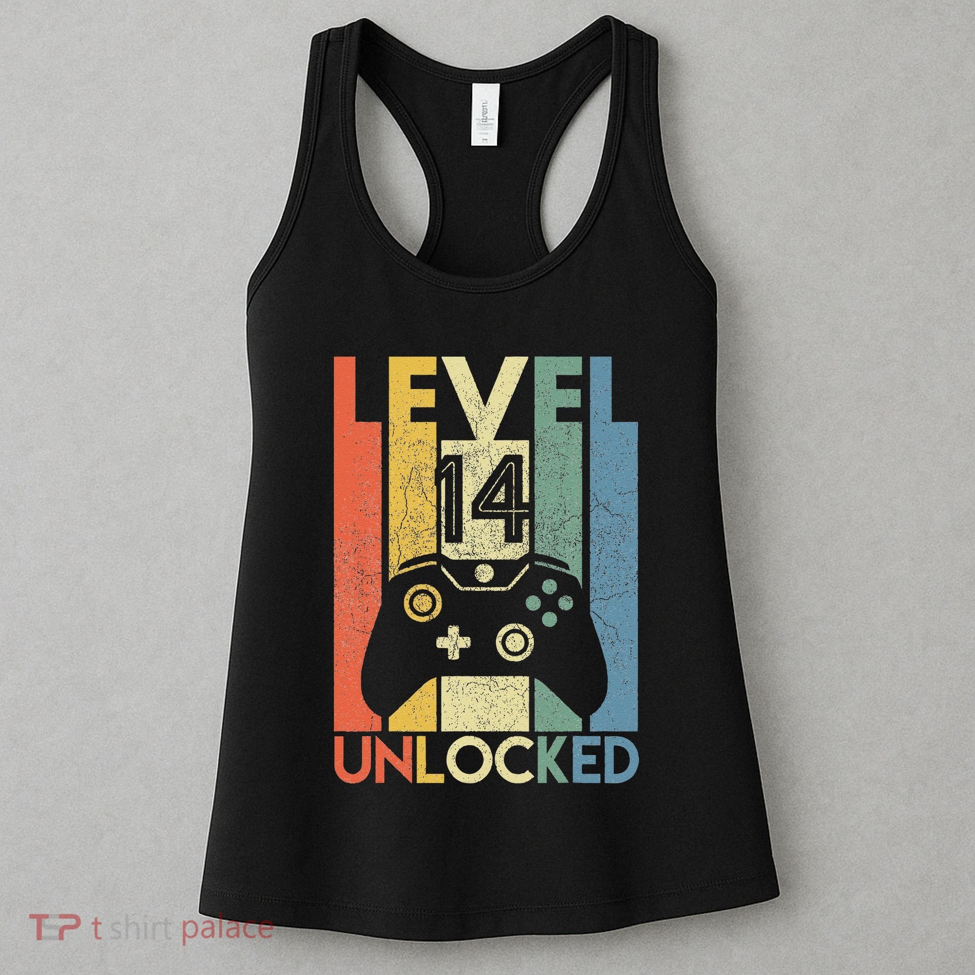 Level 14 Unlocked Funny Video Gamer 14th Birthday Gift Women's Tank Top