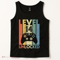 Level 14 Unlocked Funny Video Gamer 14th Birthday Gift Tank Top thumb 2