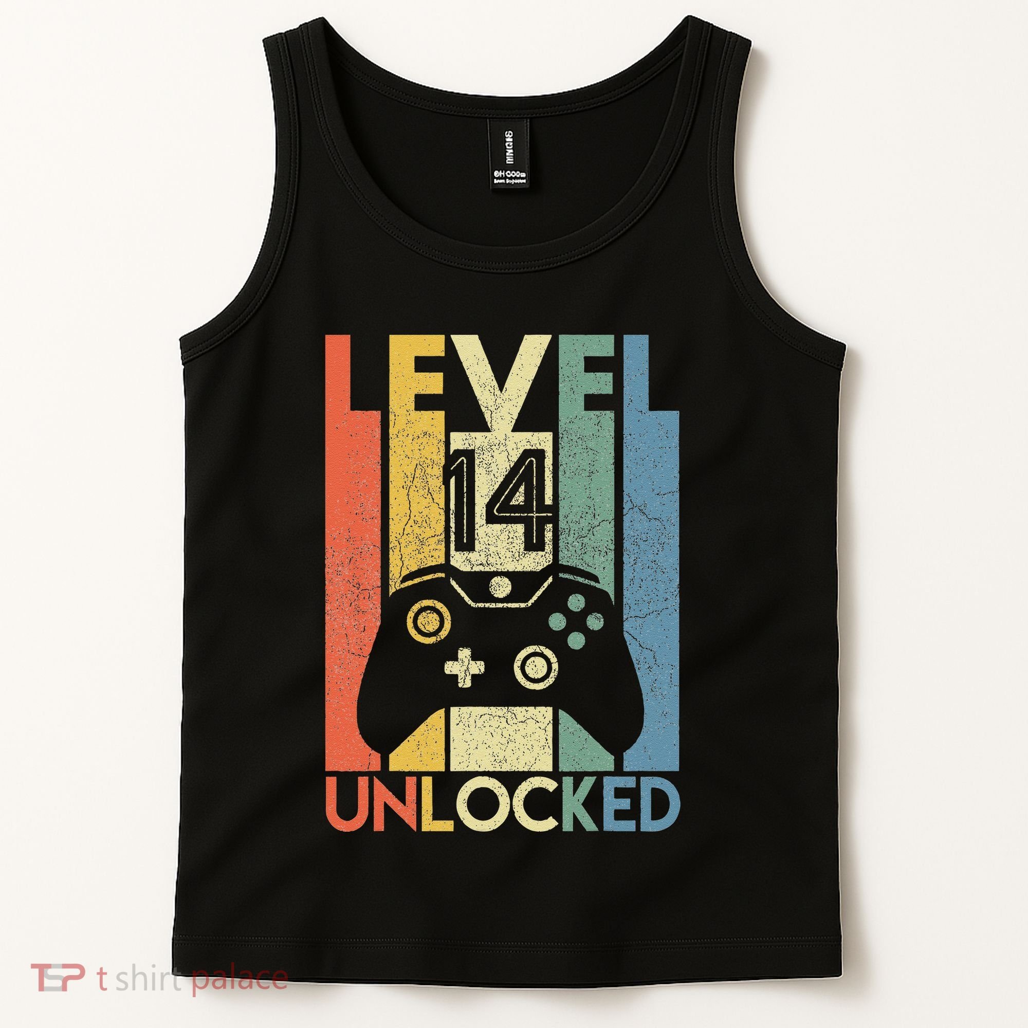 Level 14 Unlocked Funny Video Gamer 14th Birthday Gift Tank Top