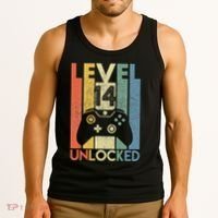 Level 14 Unlocked Funny Video Gamer 14th Birthday Gift Tank Top thumb 3