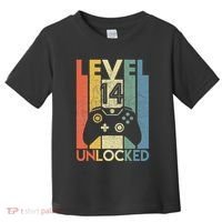 Level 14 Unlocked Funny Video Gamer 14th Birthday Gift Toddler T-Shirt thumb 0