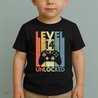 Level 14 Unlocked Funny Video Gamer 14th Birthday Gift Toddler T-Shirt thumb 2