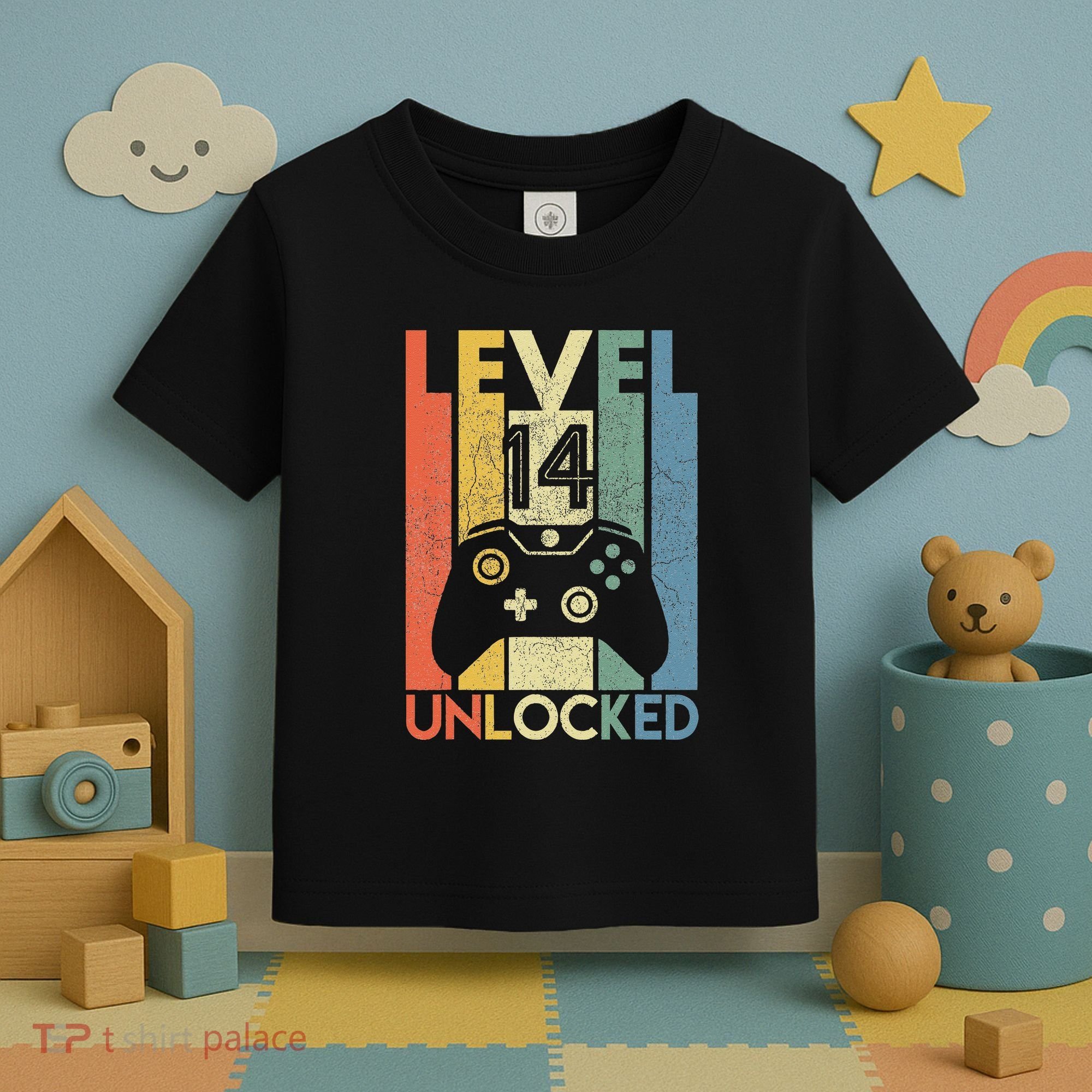 Level 14 Unlocked Funny Video Gamer 14th Birthday Gift Toddler T-Shirt