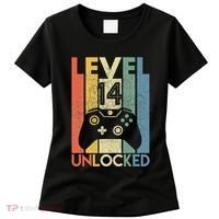 Level 14 Unlocked Funny Video Gamer 14th Birthday Gift Women's T-Shirt thumb 0