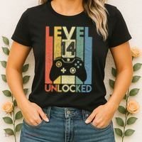 Level 14 Unlocked Funny Video Gamer 14th Birthday Gift Women's T-Shirt thumb 2