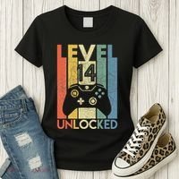 Level 14 Unlocked Funny Video Gamer 14th Birthday Gift Women's T-Shirt thumb 3