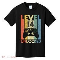 Level 14 Unlocked Funny Video Gamer 14th Birthday Gift Kids T-Shirt thumb 0