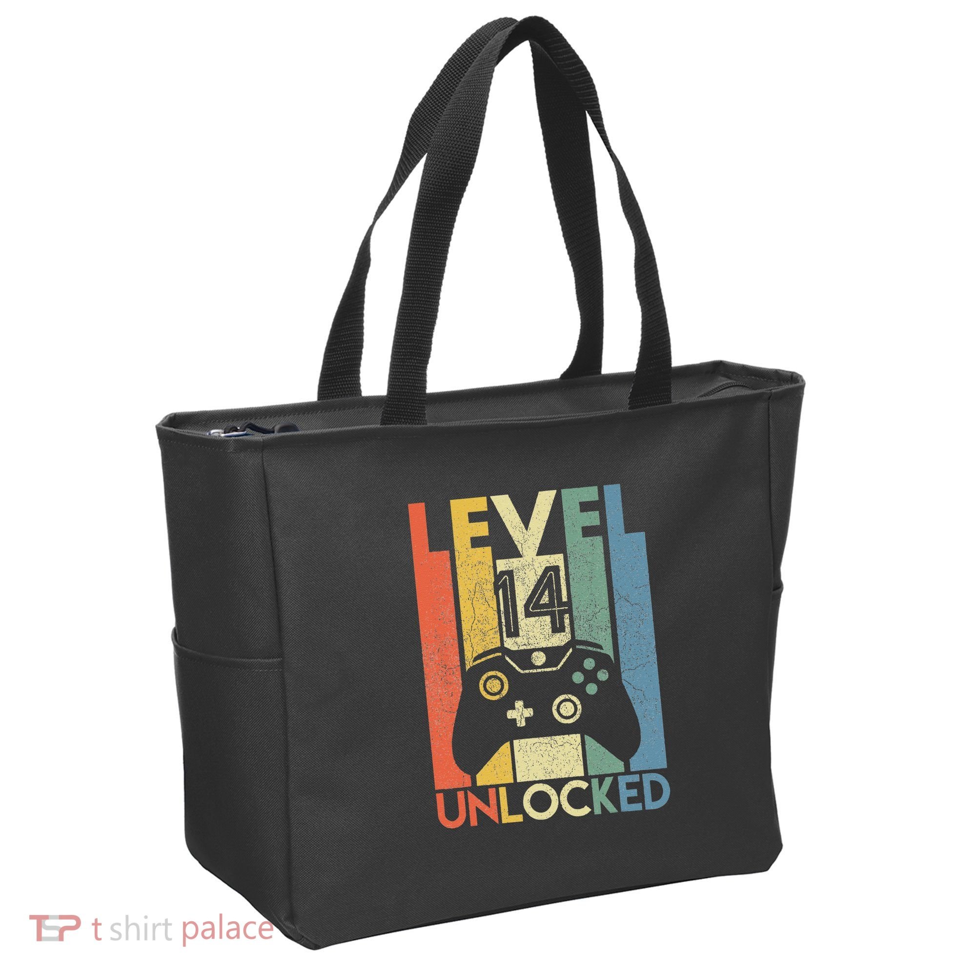 Level 14 Unlocked Funny Video Gamer 14th Birthday Gift Tote Bag