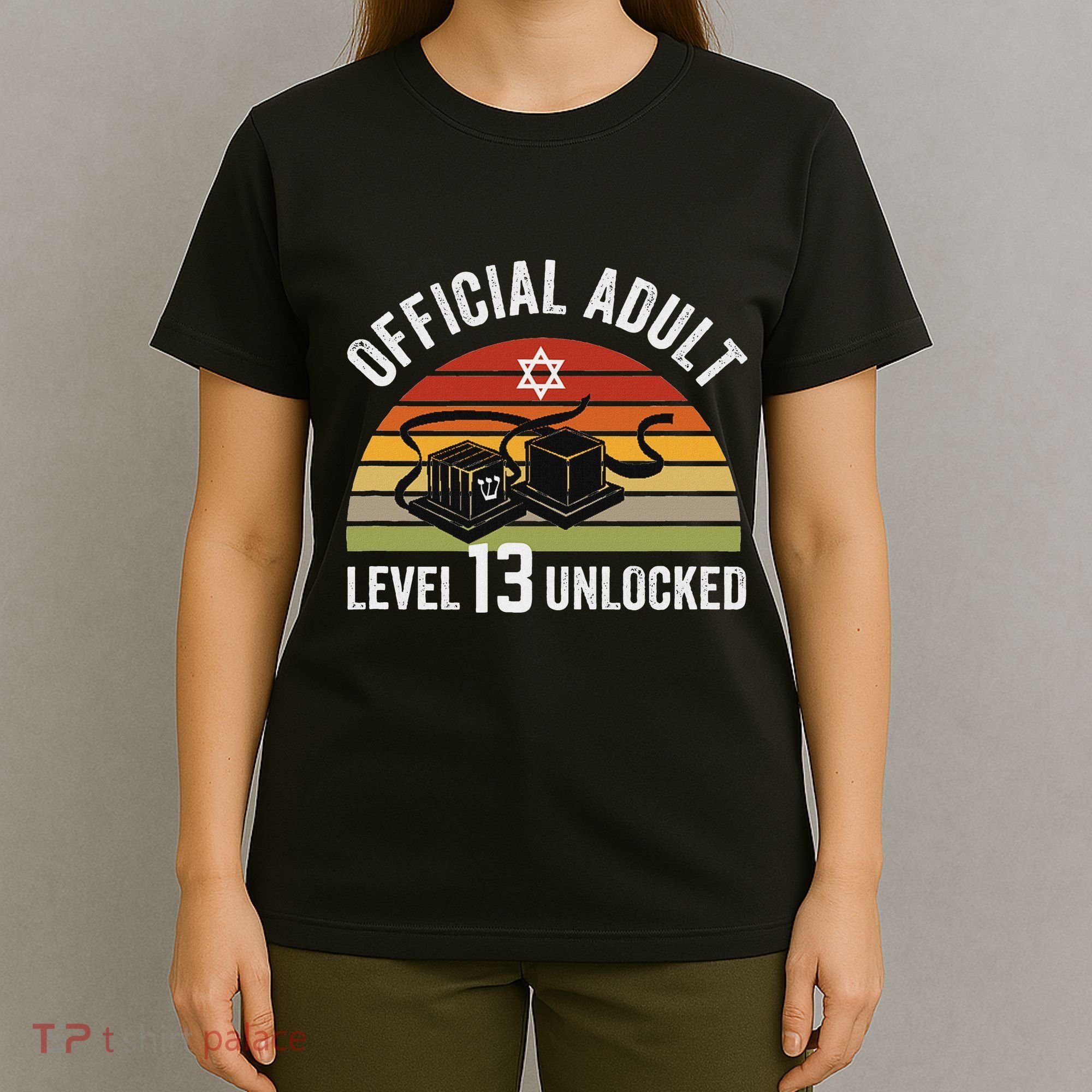 Level 13 Unlocked Adult 13th Jewish Bar Mitzvah Boy T-Shirt