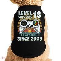 Level 18 Unlocked Awesome 2005 Funny Gamer 18th Birthday Doggie Tank thumb 0