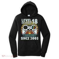 Level 18 Unlocked Awesome 2005 Funny Gamer 18th Birthday Women's Hoodie thumb 0