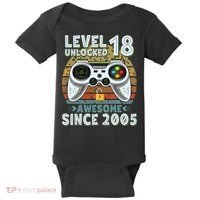 Level 18 Unlocked Awesome 2005 Funny Gamer 18th Birthday Baby Bodysuit thumb 0