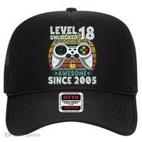 Level 18 Unlocked Awesome 2005 Funny Gamer 18th Birthday Hat thumb 0