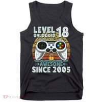 Level 18 Unlocked Awesome 2005 Funny Gamer 18th Birthday Tank Top thumb 0