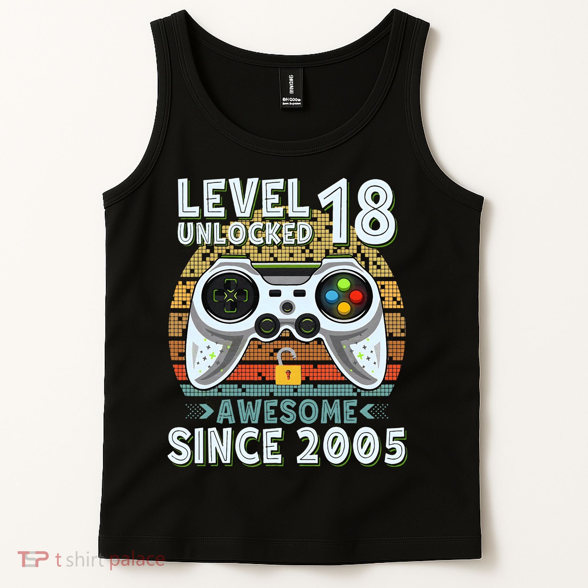 Level 18 Unlocked Awesome 2005 Funny Gamer 18th Birthday Tank Top