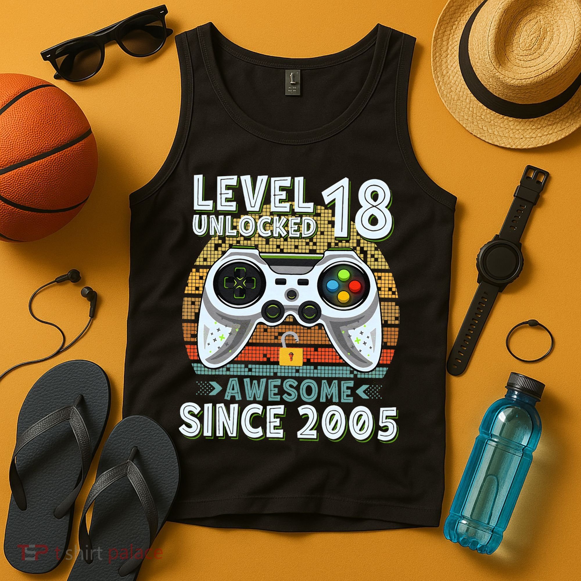 Level 18 Unlocked Awesome 2005 Funny Gamer 18th Birthday Tank Top