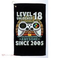 Level 18 Unlocked Awesome 2005 Funny Gamer 18th Birthday Golf Towel thumb 0