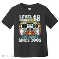 Level 18 Unlocked Awesome 2005 Funny Gamer 18th Birthday Toddler T-Shirt thumb 0