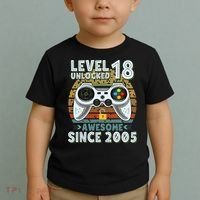 Level 18 Unlocked Awesome 2005 Funny Gamer 18th Birthday Toddler T-Shirt thumb 2