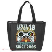 Level 18 Unlocked Awesome 2005 Funny Gamer 18th Birthday Tote Bag thumb 0