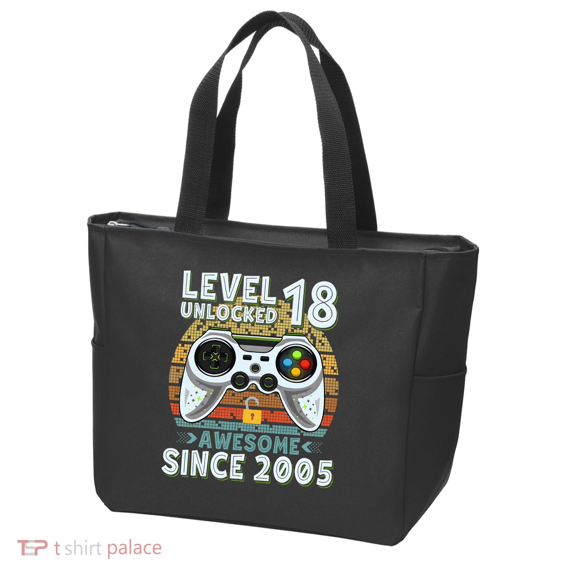 Level 18 Unlocked Awesome 2005 Funny Gamer 18th Birthday Tote Bag