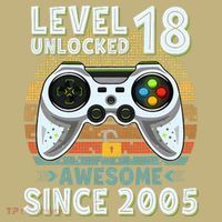 Level 18 Unlocked Awesome 2005 Funny Gamer 18th Birthday Hoodie thumb 2