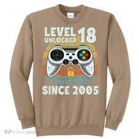Level 18 Unlocked Awesome 2005 Funny Gamer 18th Birthday Sweatshirt thumb 0