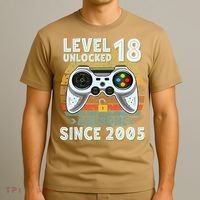 Level 18 Unlocked Awesome 2005 Funny Gamer 18th Birthday T-Shirt thumb 3