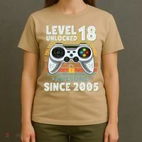 Level 18 Unlocked Awesome 2005 Funny Gamer 18th Birthday T-Shirt thumb 4