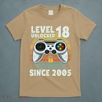 Level 18 Unlocked Awesome 2005 Funny Gamer 18th Birthday T-Shirt thumb 5