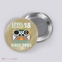 Level 18 Unlocked Awesome 2005 Funny Gamer 18th Birthday Button thumb 0