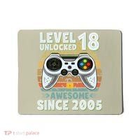 Level 18 Unlocked Awesome 2005 Funny Gamer 18th Birthday Mousepad thumb 0