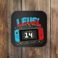 Level 14 Unlocked Gamer 14th Birthday Gift Video Game Lovers Cute Coaster thumb 0