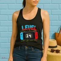 Level 14 Unlocked Gamer 14th Birthday Gift Video Game Lovers Cute Women's Tank Top thumb 2