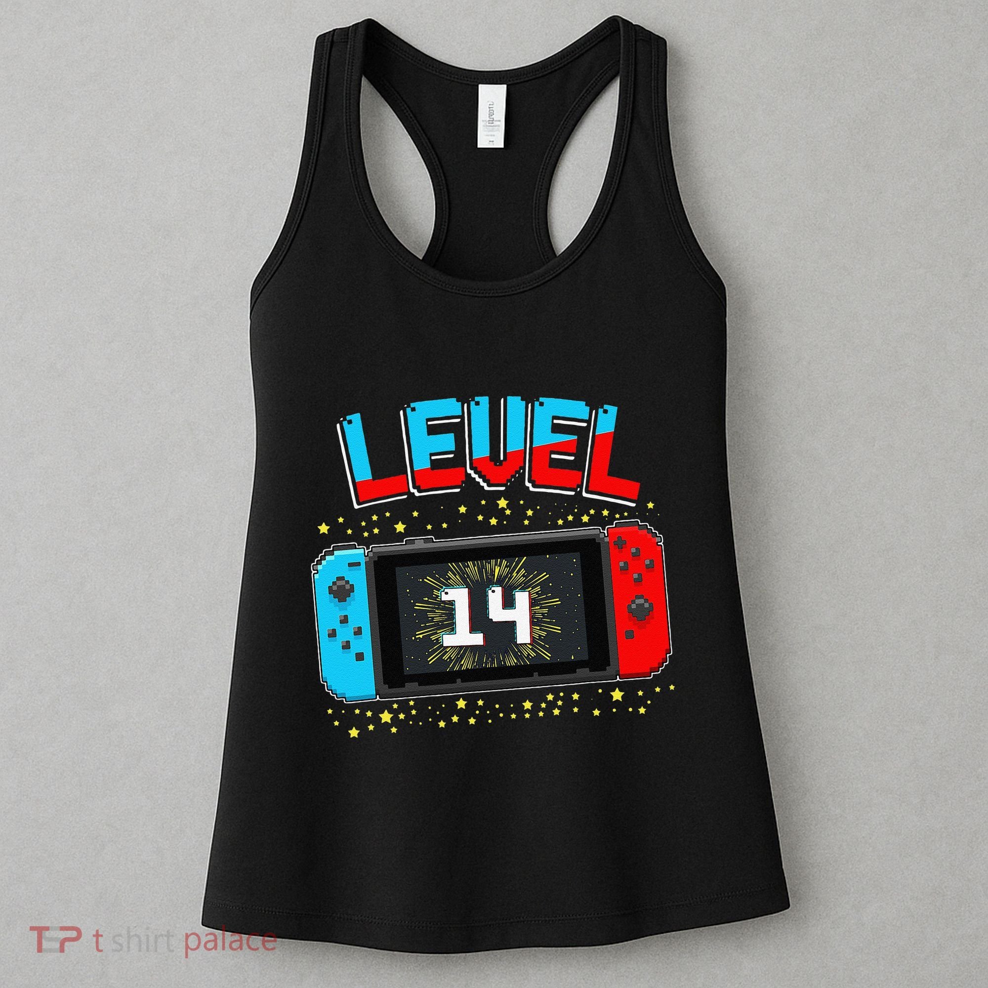 Level 14 Unlocked Gamer 14th Birthday Gift Video Game Lovers Cute Women's Tank Top