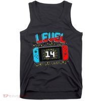 Level 14 Unlocked Gamer 14th Birthday Gift Video Game Lovers Cute Tank Top thumb 0