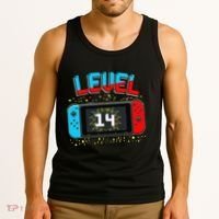 Level 14 Unlocked Gamer 14th Birthday Gift Video Game Lovers Cute Tank Top thumb 3