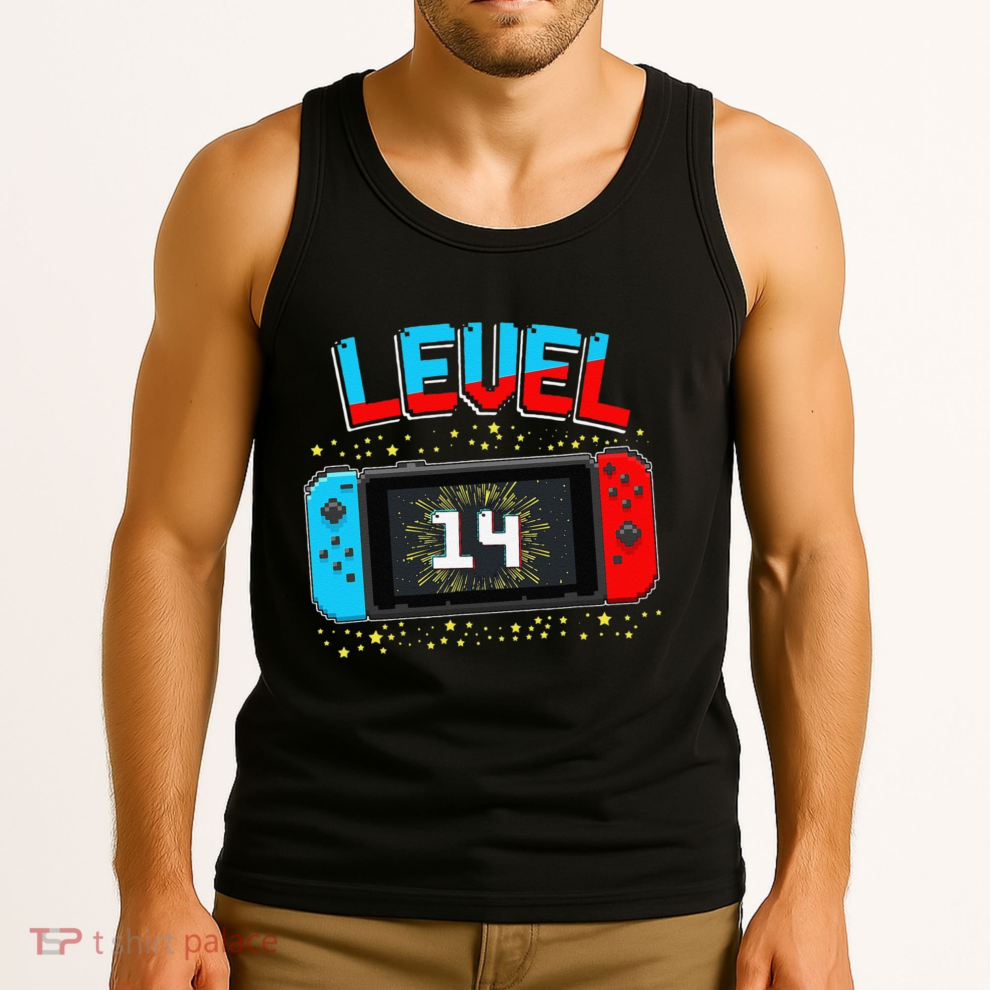 Level 14 Unlocked Gamer 14th Birthday Gift Video Game Lovers Cute Tank Top