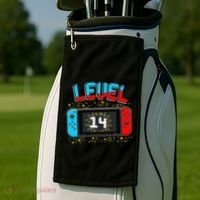 Level 14 Unlocked Gamer 14th Birthday Gift Video Game Lovers Cute Golf Towel thumb 2