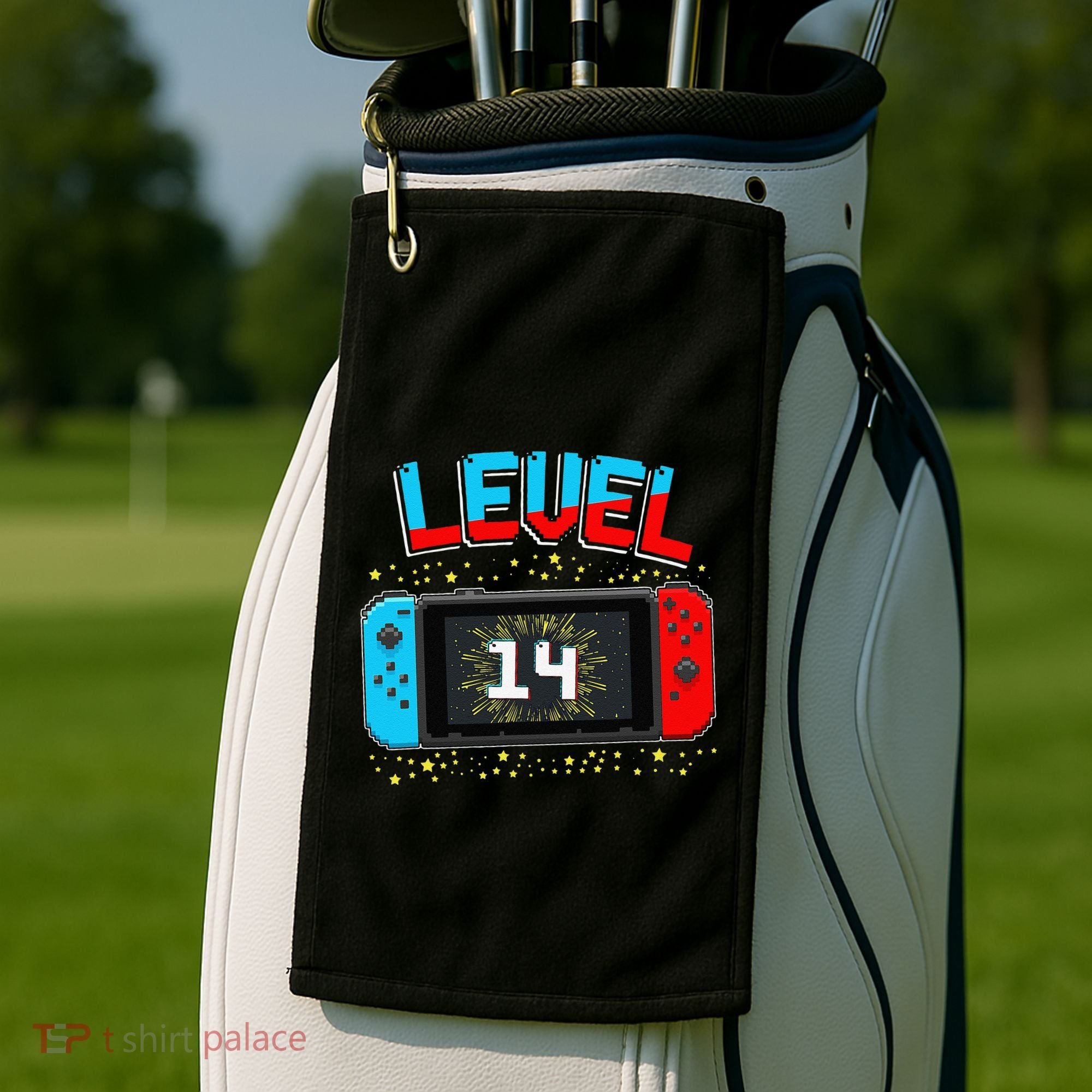 Level 14 Unlocked Gamer 14th Birthday Gift Video Game Lovers Cute Golf Towel
