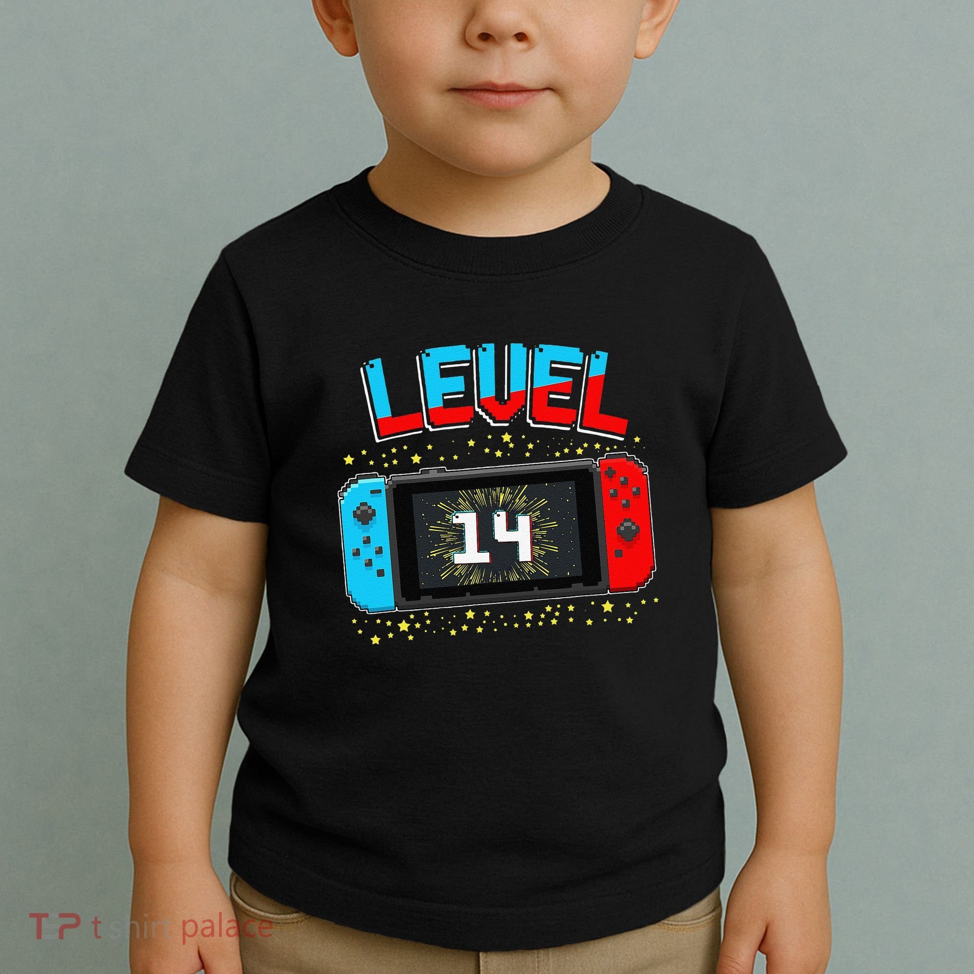 Level 14 Unlocked Gamer 14th Birthday Gift Video Game Lovers Cute Toddler T-Shirt