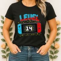 Level 14 Unlocked Gamer 14th Birthday Gift Video Game Lovers Cute Women's T-Shirt thumb 2